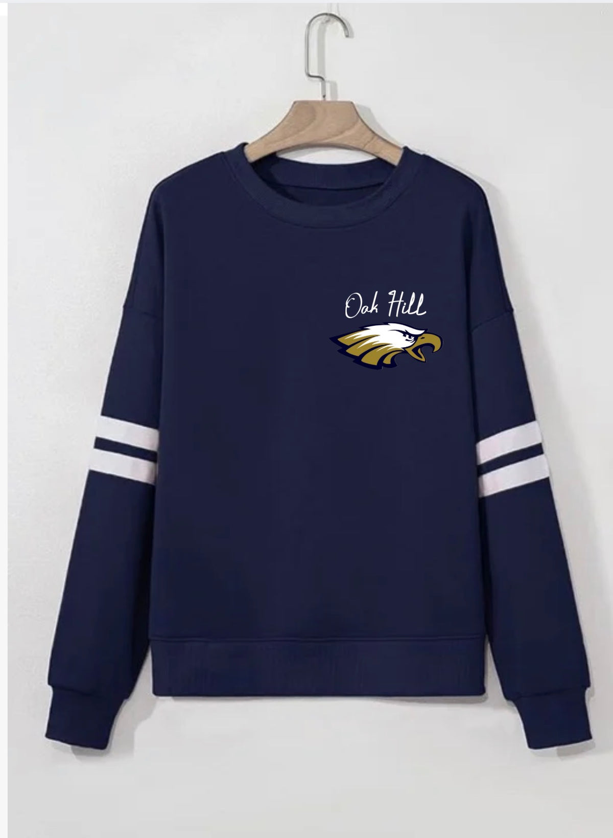 Striped Sleeve Crewneck Sweatshirt